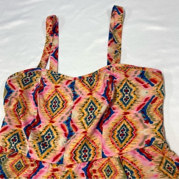 NEW! Band Of Gypsies Romper Large Rainbow Psychedelic Boho Adjustable Straps - Picture 2 of 16